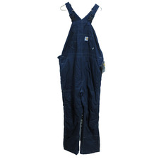 Carhartt FR Quick Duck Bib Overalls Mens 40x34 Navy Quilt Lined CAT 3 NFPA 2112