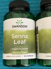 SENNA LEAF 500mg  CAPS. FRESH SEALED BOTTLES of 100. EXP. DATE: 8/27 (SWANSON)