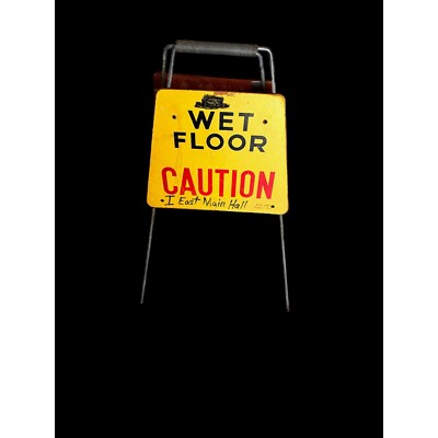 Vintage Sign Wet Floor Caution Two-Sided Freestanding