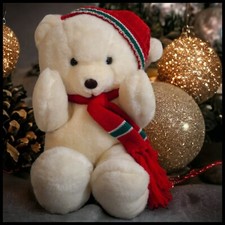 Vintage 1990  s D.H. Holmes Christmas Teddy Bear Stuffed Animal New Orleans 