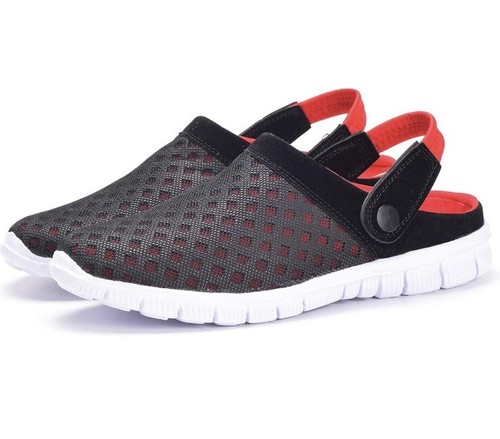 Hsyooes Garden clogs Red Mens Womens summer breathable mesh slippers non-slip - Picture 2 of 7