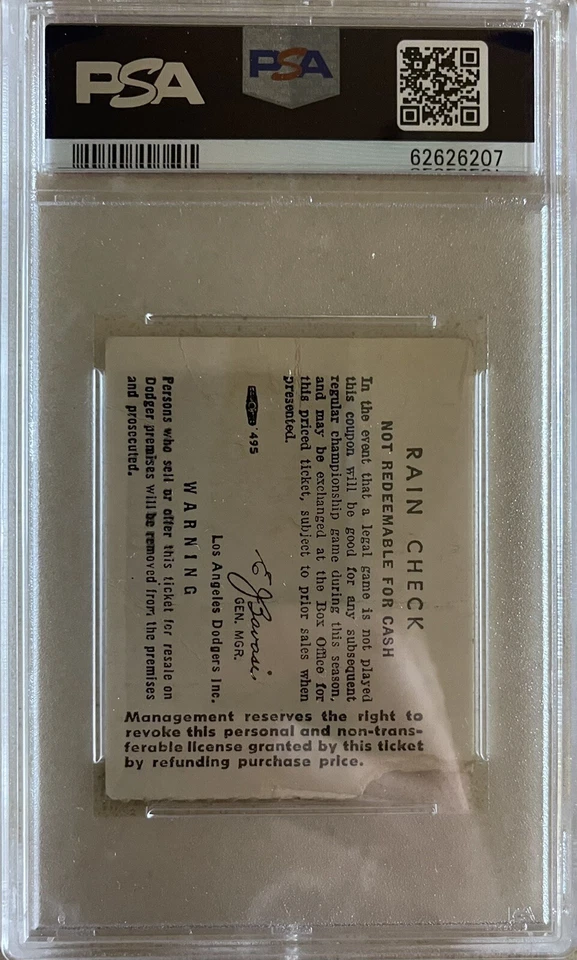 HANK AARON HR #496 TICKET STUB 1968 🎟 BRAVES VS DODGERS 6/28/68🔥PSA 3 VG - Image 2 of 2