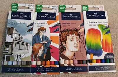 NEW Faber-Castell GF SKETCH Dual Tip Markers 6 pk ~Set of 4 ~ FREE SHIPPING