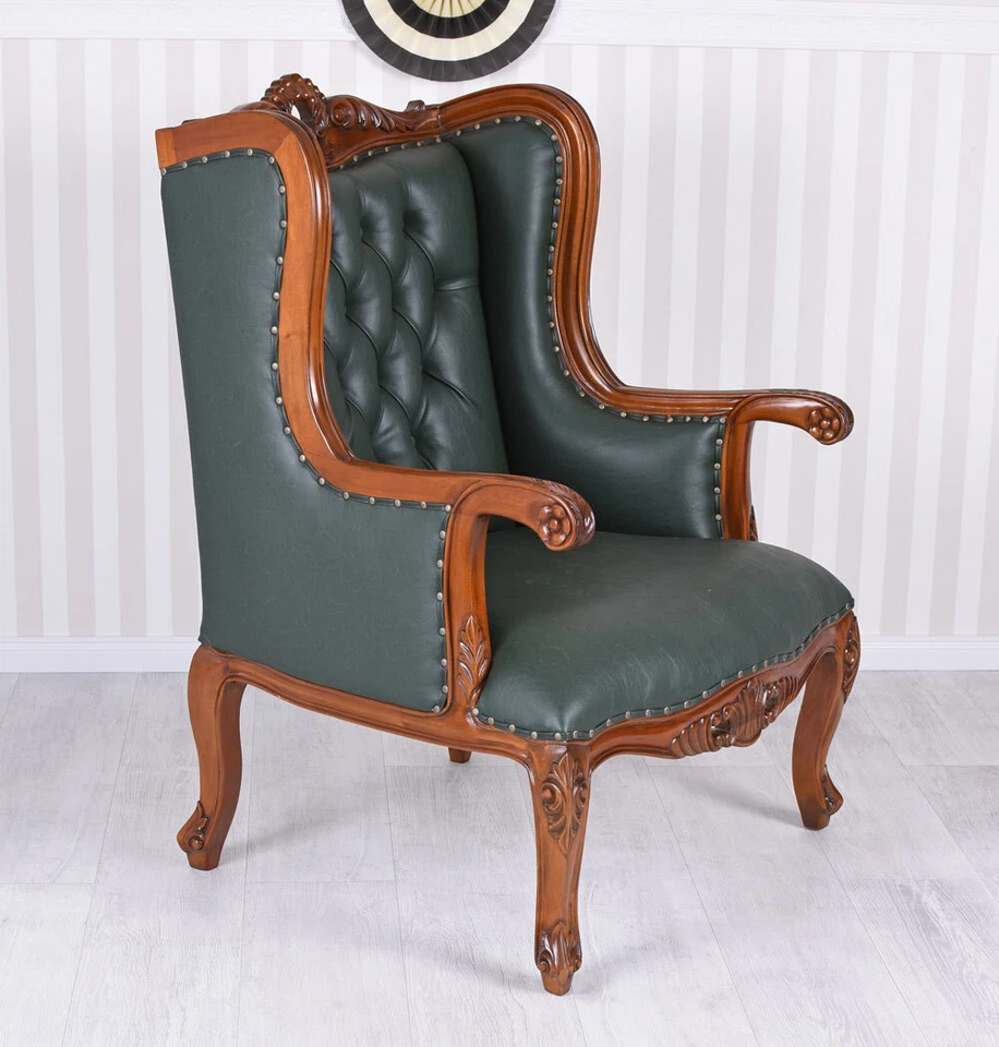 Englischer Ohrensessel Antik Fernsehsessel Relaxsessel Mahagoni Sessel Retro - Bild 3 von 4