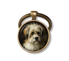Vintage Terrier Dog Painting Handmade KEYCHAIN Animal Key Ring