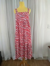 Michael Kors Women's Midi Zebra Print Coral Ivory Dress Size M Sleeveless