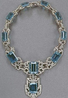 Queen Elizabeth Taylor Schmuck inspiriert Halskette Handarbeit 200Ct Aquamari...