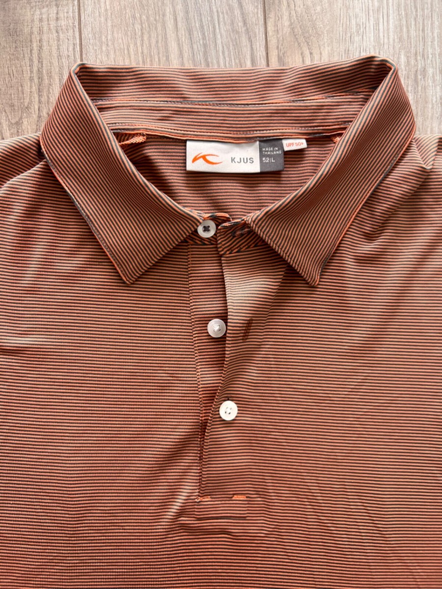 KJUS Polo Shirt Men's 52 Large Orange Rust UPF 50+ Wicking Golf