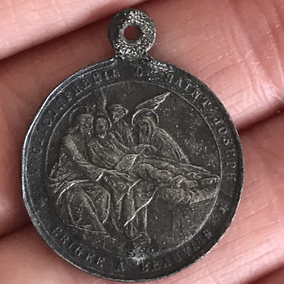 Médaille Ancienne Vierge En Argent 800 - Signée Joseph Balme - France - Très Bon État