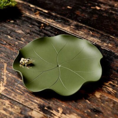 Yixing Purple Sand Frog Lotus Leaf Coaster Cup Saucer Handmade Saucer Tea Pot