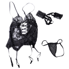 US FAST Women Sexy Lingerie Sleepwear Dress Set Babydoll Lace G-string Underwear