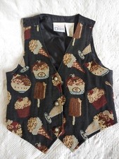 Vtg Child's Vest Ice Cream Treats In Design 6x Tapestry Look