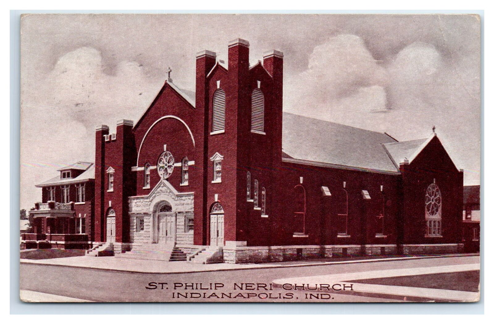 1911 Indianapolis, IN Postcard ST PHILIP NERI CHURCH INDIANAPOLIS IND
