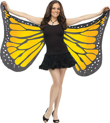 ADULT ORANGE BUTTERFLY SOFT WINGS SILKY FABRIC COSTUME ACCESSORY FW90563O