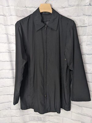 Solid Black Unisex Wind & Rain Zip-Up Collared Jacket-S