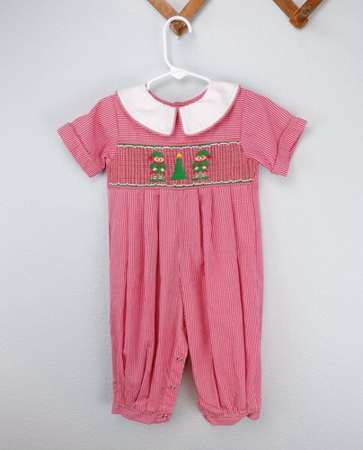 Extraordinary Price Cut Christmas Nguyen Remember Holiday Months 18 Size Romper Smocked Tree Elf Eb Fgqdxbhk
