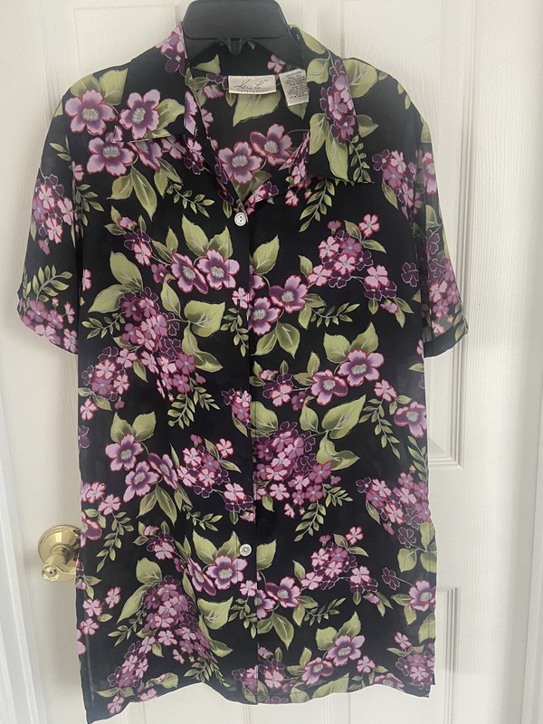 WOMEN'S SHEER FLORAL TUNIC TOP BY KATHIE LEE COLLECTION - SIZE : SMALL ( 4-6)