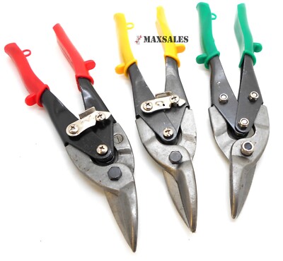 3PC Aviation Tin Snips Sheet Metal LEFT , RIGHT , Straight Cut Tool SET