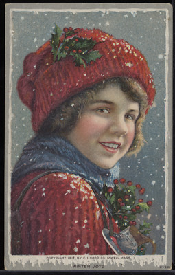 Victorian Trade Card 1918 Hood's Sarsaparilla Winter Joys Massachusetts VTC-E69