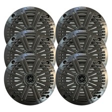 Kicker 6.5" 195 Watt Marine Audio Speakers Qty 6 w/Salt Water Charcoal Grilles