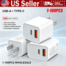 For iPhone 17 16 15 11 20W Fast Charger Block USB Type C Wall Power Adapter Lot
