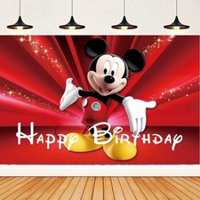 Cartoon Red Mickey Backdrop Banner Happy Birthday Party Photo Background Decors
