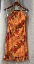 Vintage California Concepts Y2K Orange Floral Dress Lined Beautiful Details M