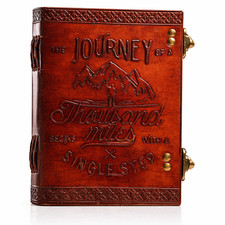 Unique Leather Notebook Gift Idea 7x5, Handmade Diary 200 Blank Pages Lock