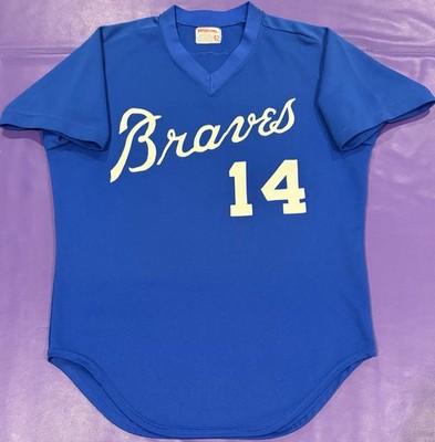 Super Rare 80s Andres Thomas #14 Atlanta Braves Double Knit Wilson Jersey 42