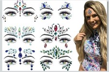 Face Gems Tattoo Adhesive Glitter Jewelry Sticker Festival Rave Party Set Of 6