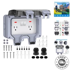 Waterproof Double Outdoor Power Outlet with Indicator Light for Safety