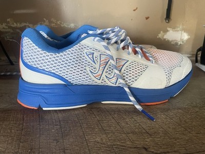 Warrior Products Men's Mesh Lace Up Athletic Sneakers White Blue Orange Low Top