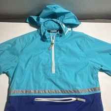 Boston Traders Equipment Blue 1/4 Zip Front Pocket Pull Over Windbreaker Size M