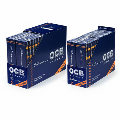 2 Pack OCB Connoisseur Slim Rolling Papers w/ Tips 32ct Natural Unbleached