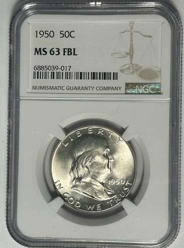 1950 FRANKLIN HALF DOLLAR NGC MS 63 FBL