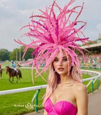Kentucky Derby Hat Fascinator Hot Pink Fuchsia and Pink Feather Hat Royal Ascot