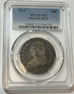 1813 Capped Bust Half Dollar 50c Early US Silver Coin O-107a PCGS F12