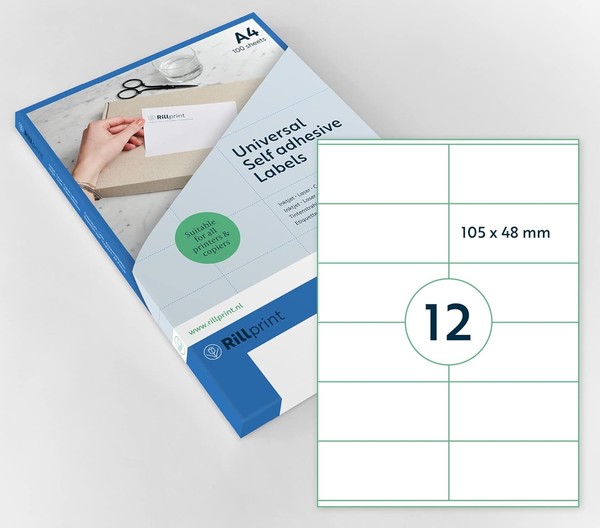 Rillprint Universal-Etiketten 105 X 48 Mm Weiß 1.200 Etiketten-image