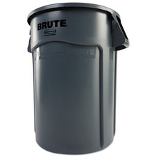 Rubbermaid Commercial Vented Round Brute Container, 44 gal., Plastic, Gray