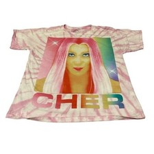 Cher T-shirt Womens XS Pink Tie Dye Pop Star Band Music Dance Colorful Cute