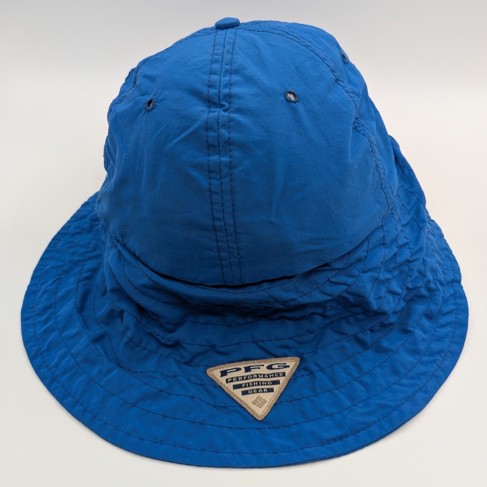 Columbia PFG Blue Sun Hat Performance Fishing Gear Neck Cape Made in USA Large