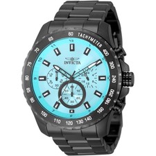 Invicta 50563 Speedway Men's Watch 48mm Black Steel Tiffany Blue Dial