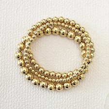 Innovative Design Fashion Forward 18K Gold Plate Beaded Stretch Bracelets