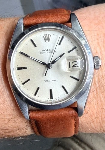 1966 ROLEX Oysterdate Precision ORIGINAL VERY CLEAN DIAL 35mm STEEL MINT RUNS
