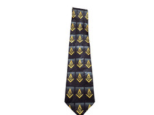 Black Gray Necktie Square Compass Masonic Blue Lodge Freemason Fraternity NEW 