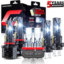 For Peugeot 3008 2017-2019 6X LED Headlight Bulbs High Low Beam  Fog Light Kit