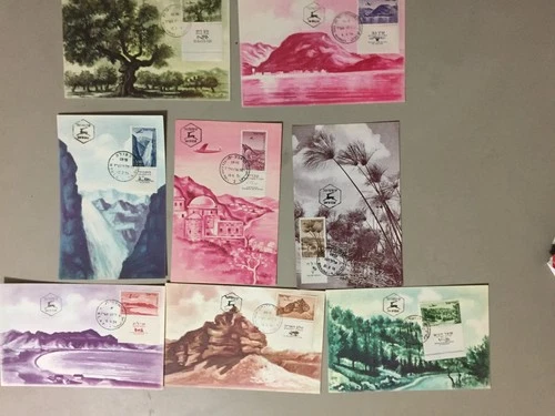 Set of eight AVIATION Israel maxi cards