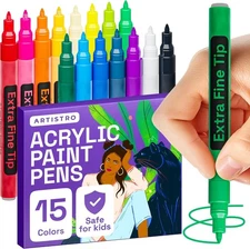 ARTISTRO 15 Acrylic Paint Pens, Art Set 1 Count (Pack of 15), Multicolor 