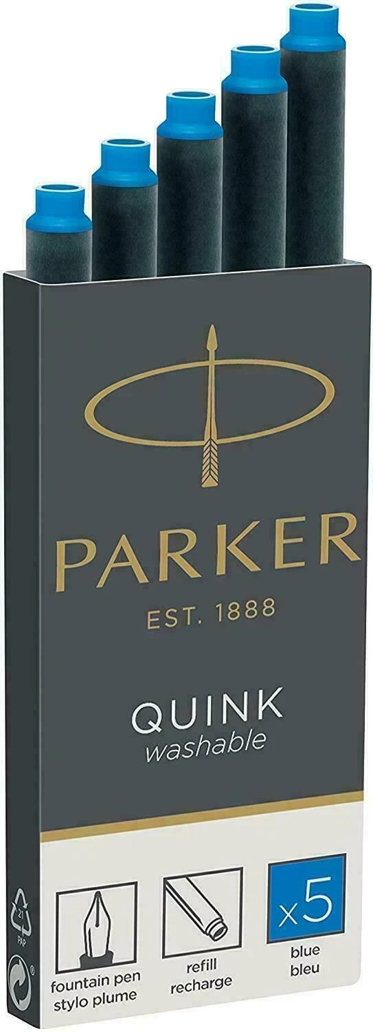 PARKER QUINKflow Ballpoint Pen Ink Refill Medium Tip Pack of 2 Blue
