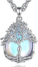 Collana Albero Della Vita Donna Con Cristallo, Ciondolo Albero Della Vita Con Pi